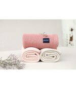 Knitted Bamboo Blanket Faro - RASPBERRY - Image 3