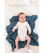 Knitted Bamboo Blanket Pure - OCEAN BLUE - Image 4